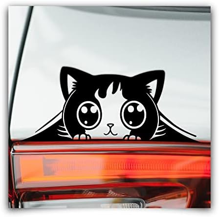 מדבקות חתול מפלצת מציצות | מדבקת ויניל שחורה למכוניות, חלונות, פגושים וקירות | אנימה קטנה ומצחיקה מדבקות חיתוך